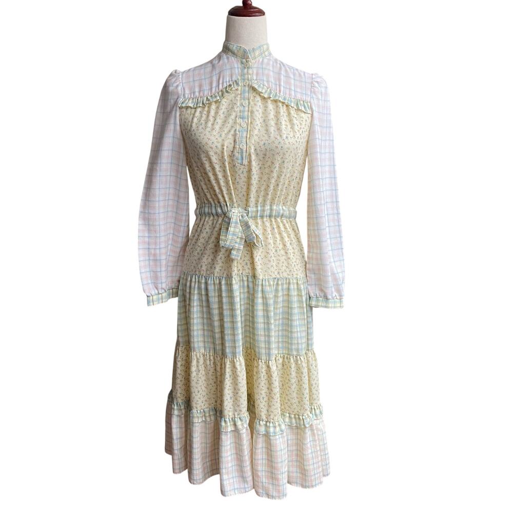 Vintage Pastel Prairie Cottagecore Tiered Dress Womens? 6 No Size Union Tag